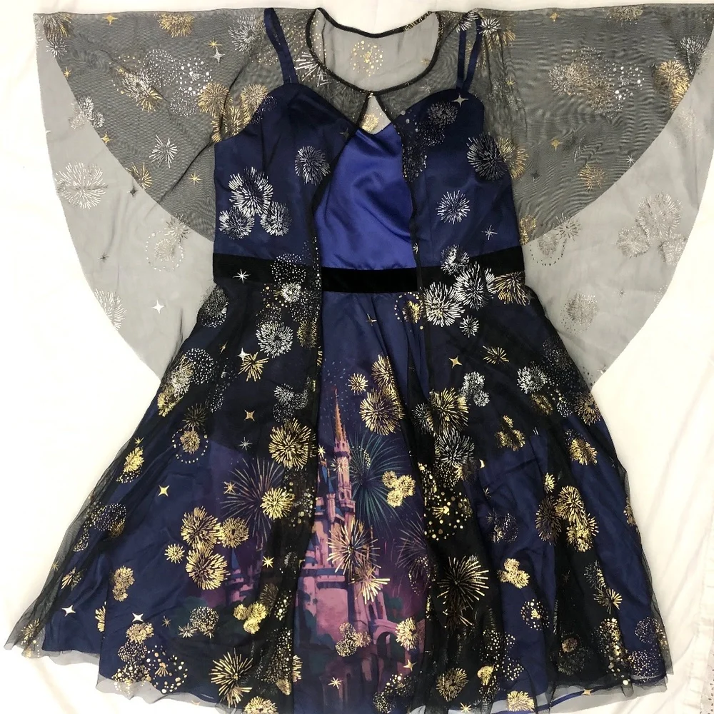 Disney World 50th Anniversary Cinderella Castle Fireworks Dress Earidescent NEW - Picture 3 of 5